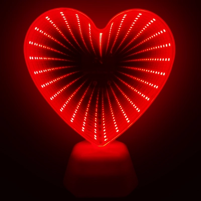 Светодиодный ночник Сердце, зеркальный, красный