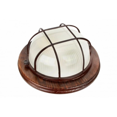 Термостойкий декор светильник НБО 03-100-022 с решеткой, орех 